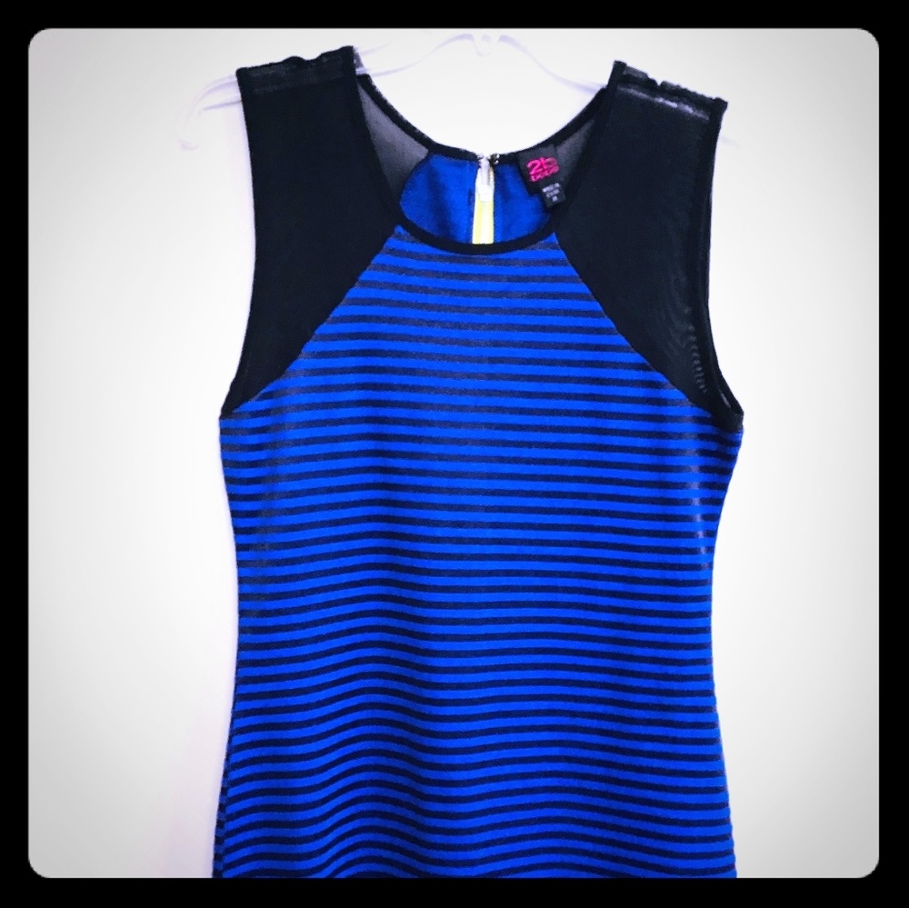 Dress Euc electic blue with black stripes sheer ar
